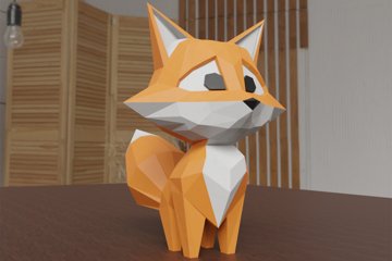 Tiny fox low poly papercraft