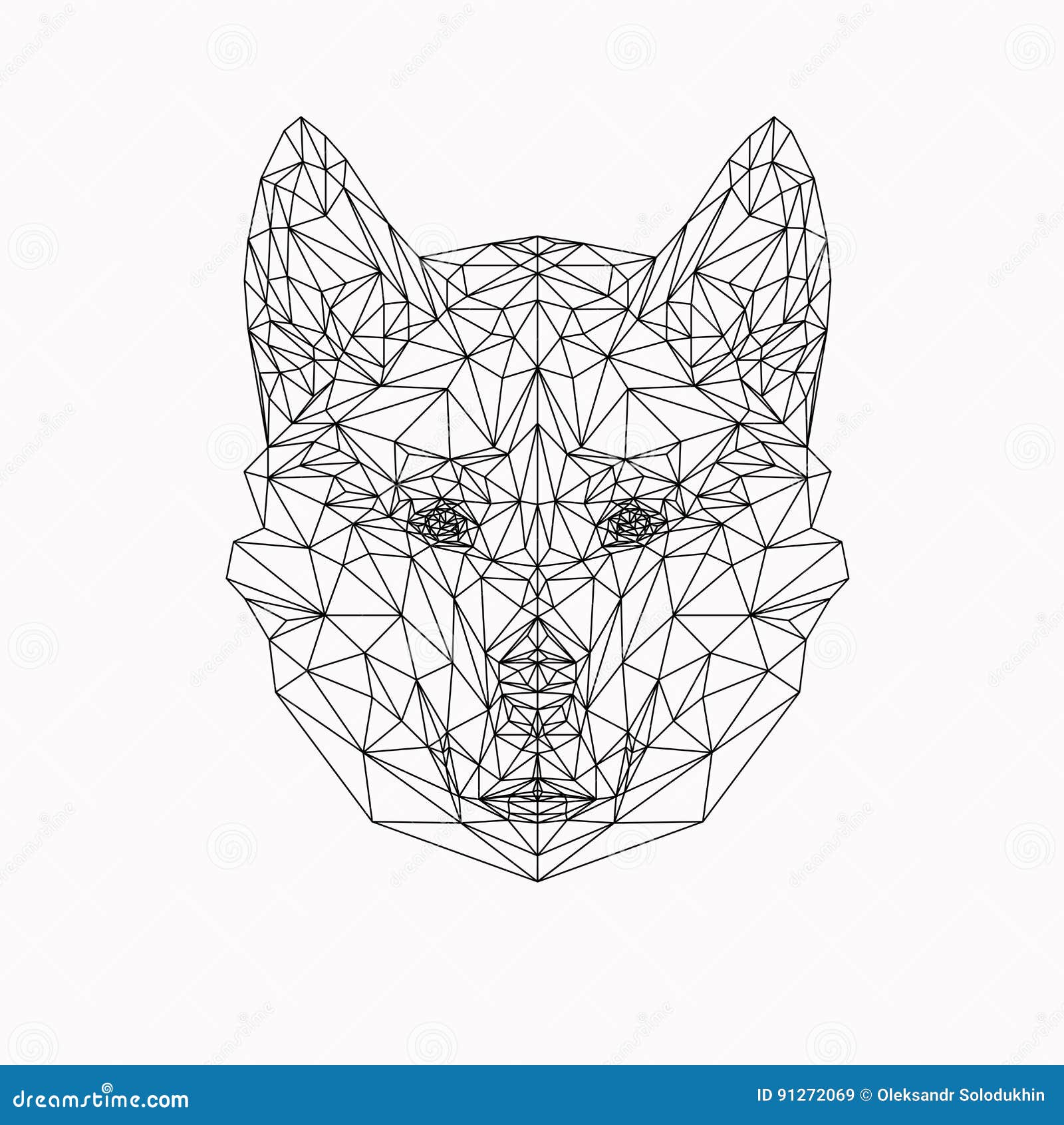 Vector dog in thin line style abstract low poly animal stock vector