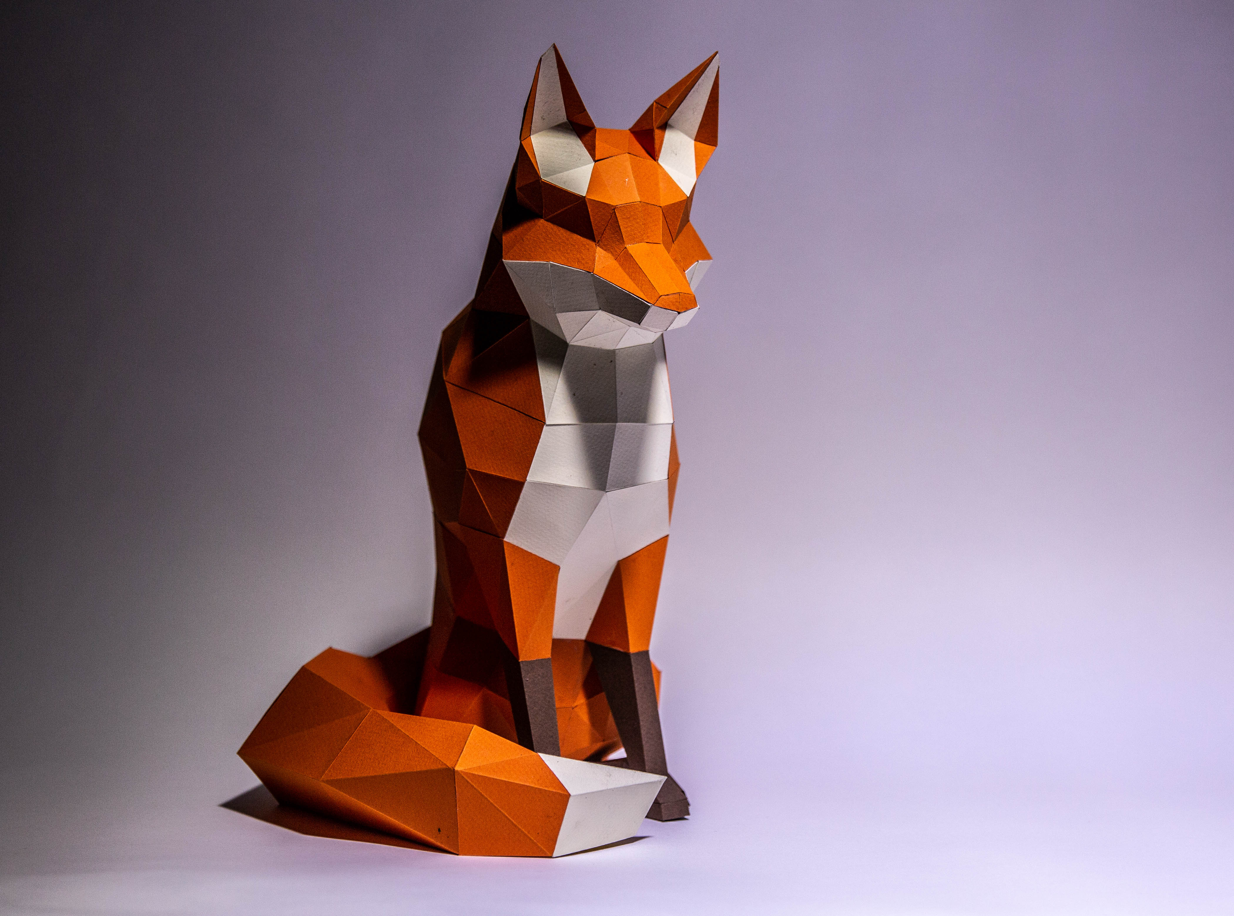 Fox paper craft digital template origami pdf download diy