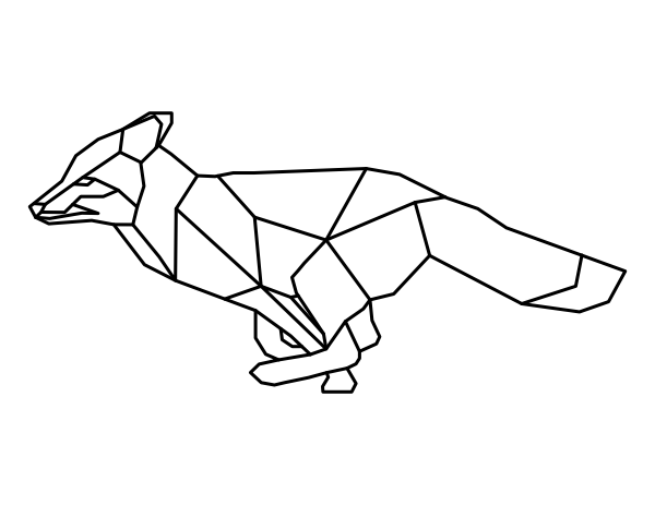 Printable running polygon fox coloring page