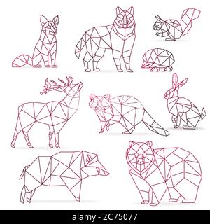 Vector polygonal fox head low poly animal illustration triangle color image stock vector image art