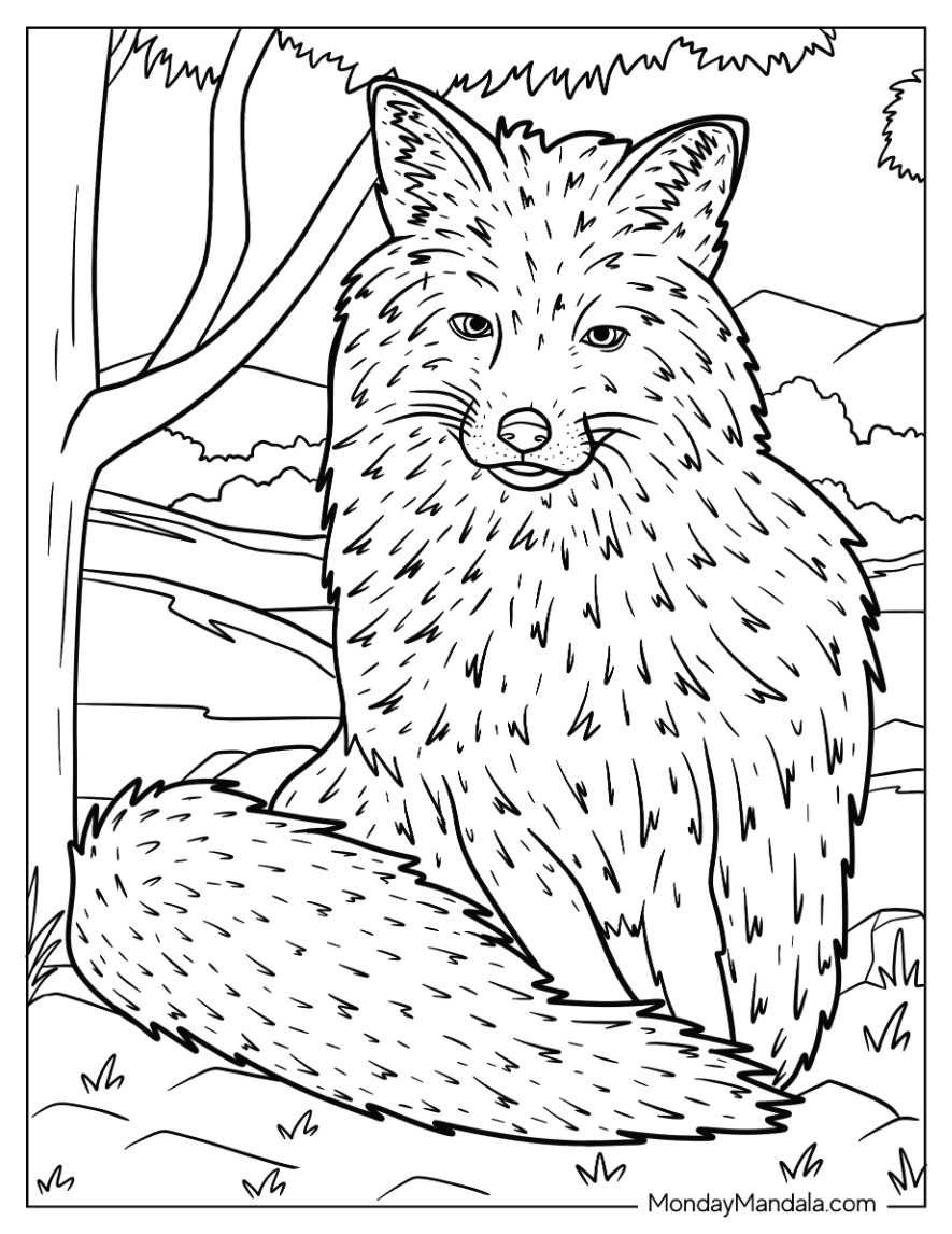 Fox coloring pages free pdf printables