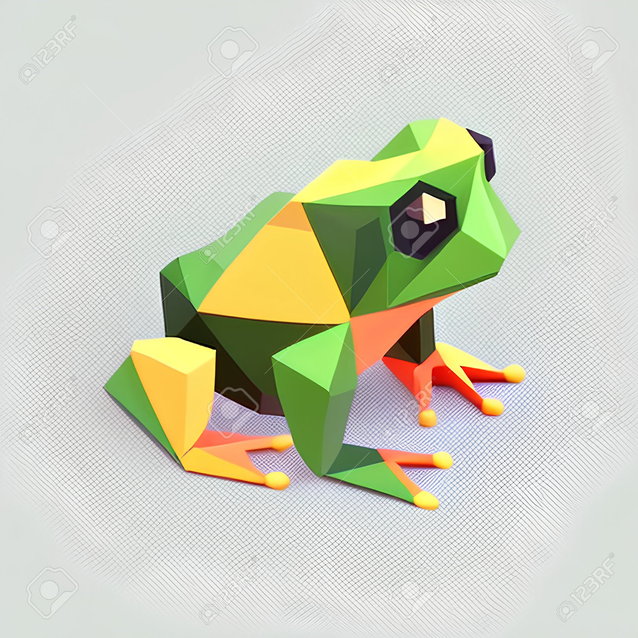 Illustration of a frog in a low poly style on a gray background free image and photograph