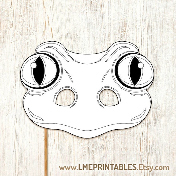 Frog coloring mask diy printable halloween costume toad amphibian funny party activity game favor pdf animal kids adult photo booth birthday