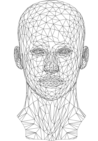 Low poly female head coloring page free printable coloring pages