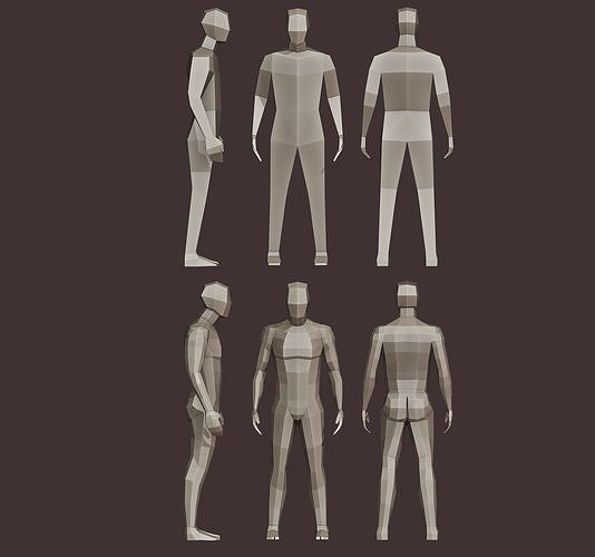 Low poly human different mannequins free vr ar low