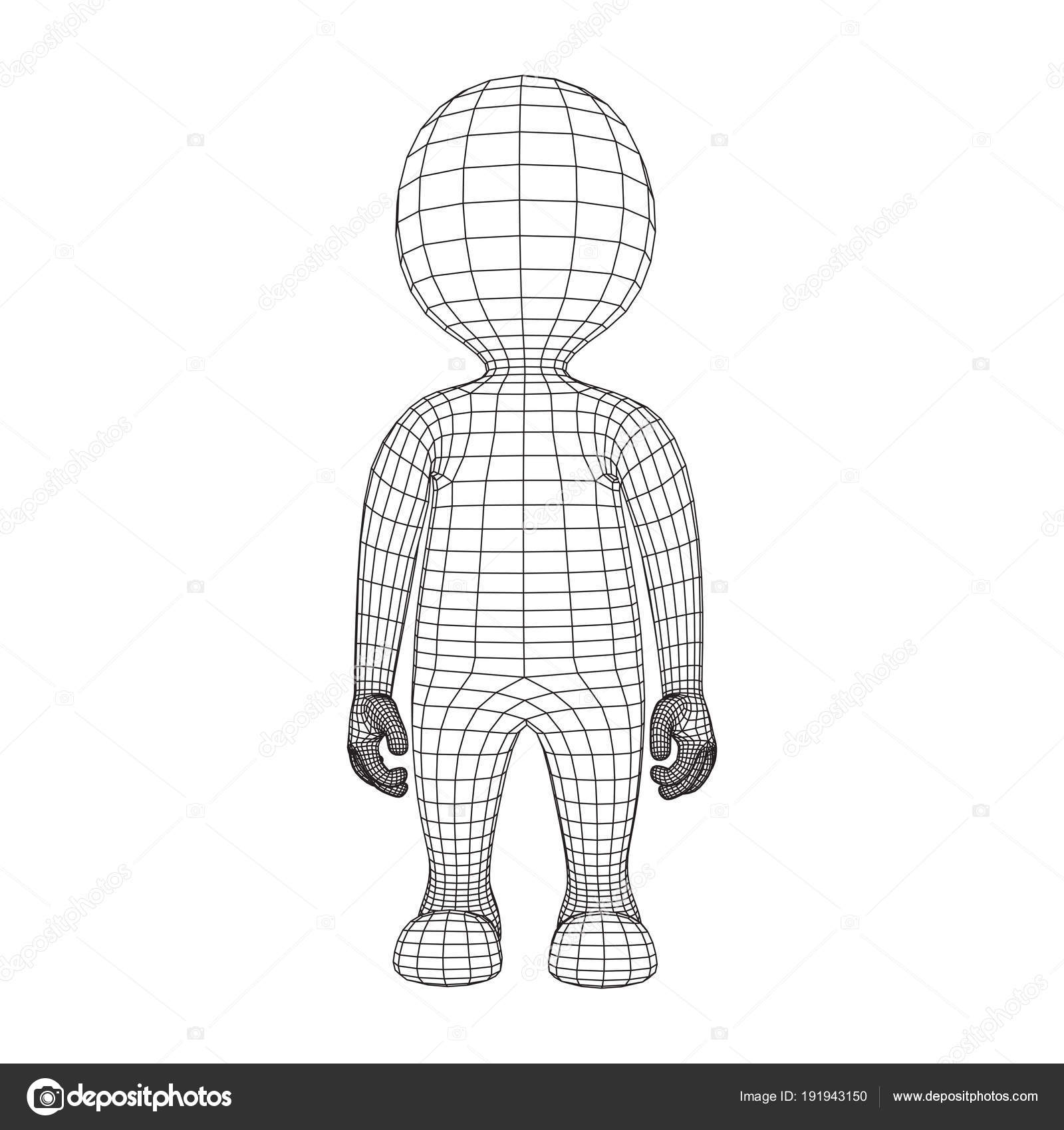 Wireframe low poly mesh human cartoon body stock vector by newb