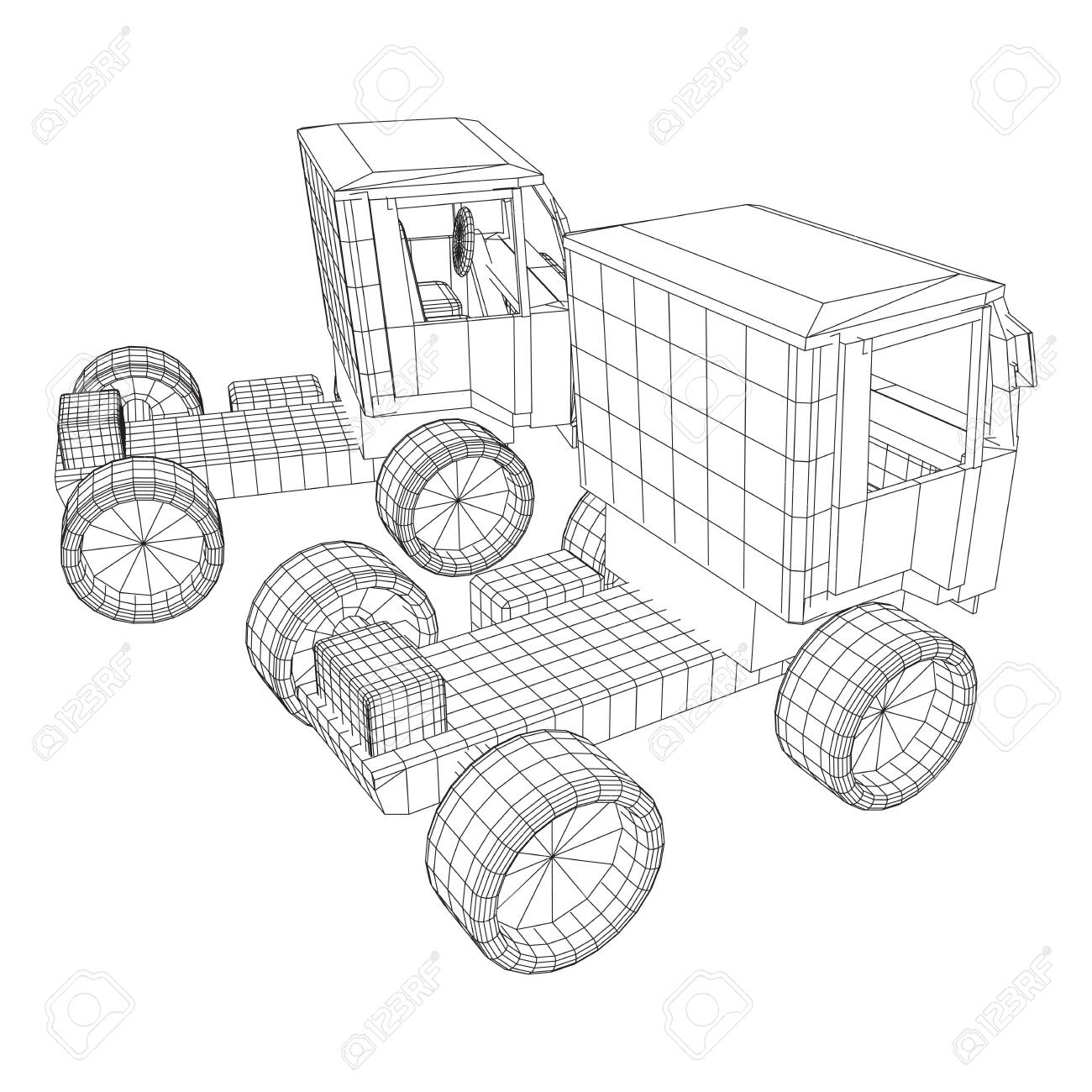 Truck or lorry car cargo vehicle model wireframe low poly mesh vector illustration royalty free svg cliparts vectors and stock illustration image