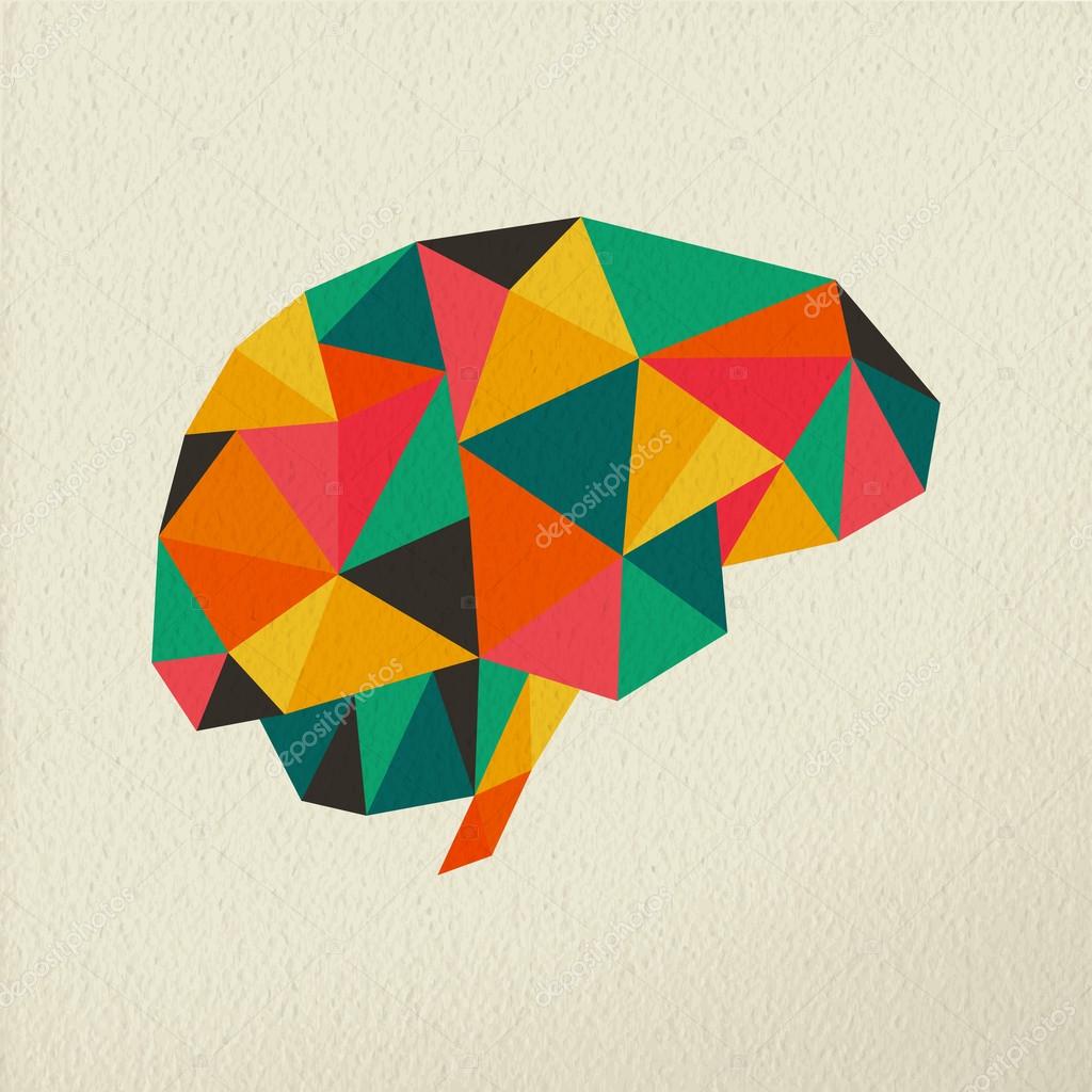 Low poly brain abstract concept illustration stock vector by cienpies