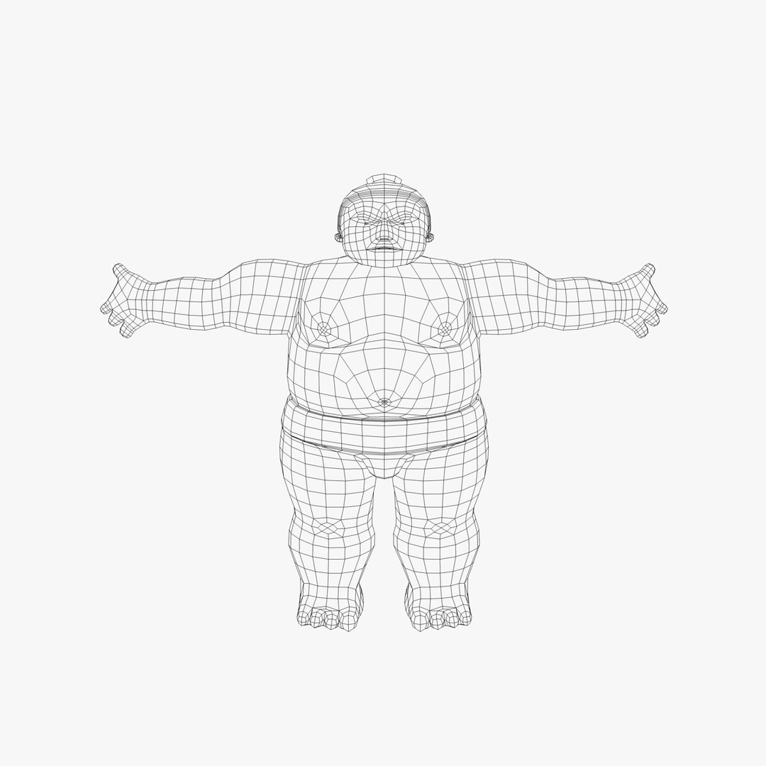 Cartoon sumo wrestler d model