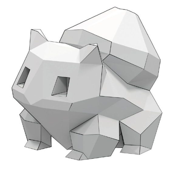 Papercraft pokemon bulbasaur low poly papercraft pdf template polygonal model