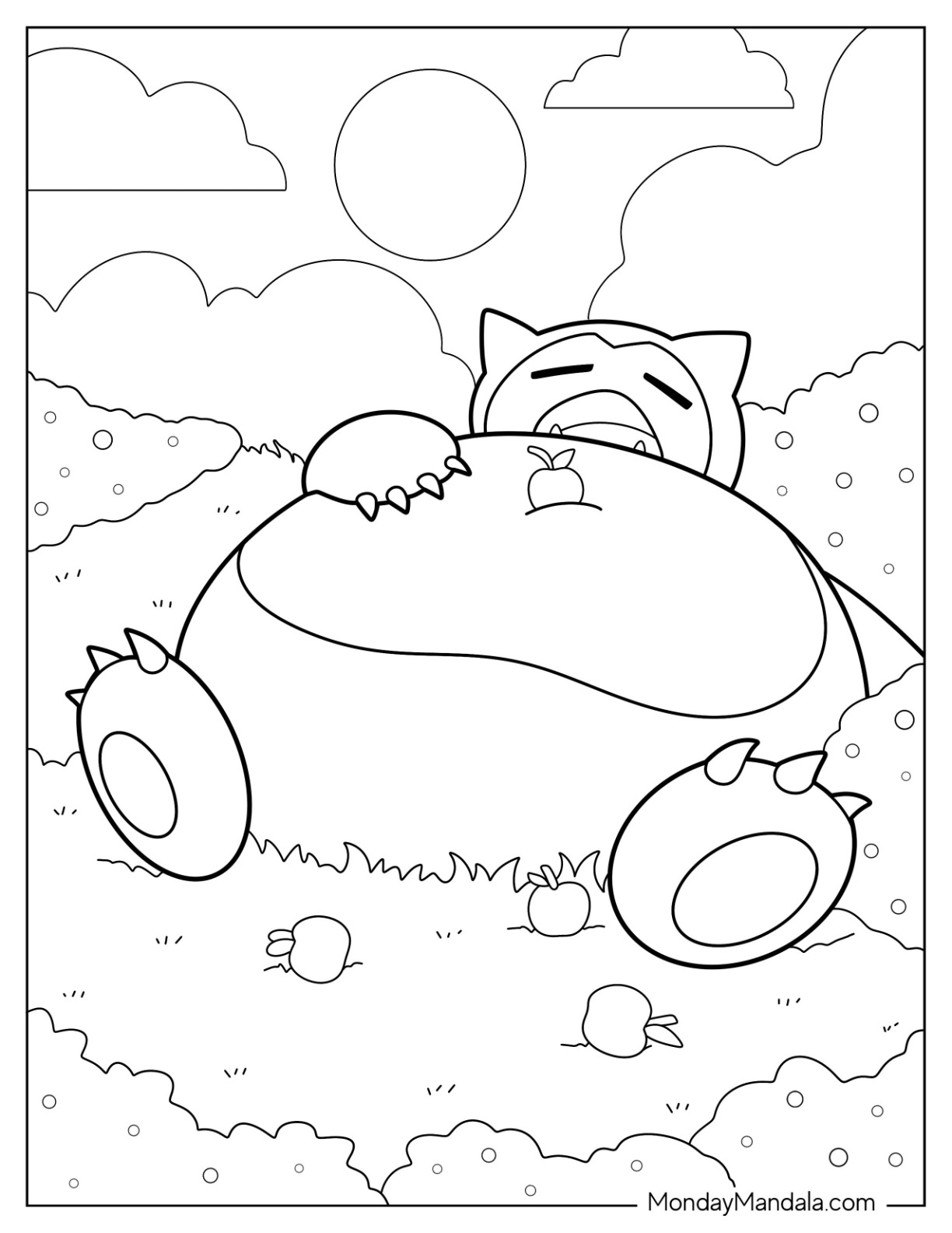 Snorlax coloring pages free pdf printables