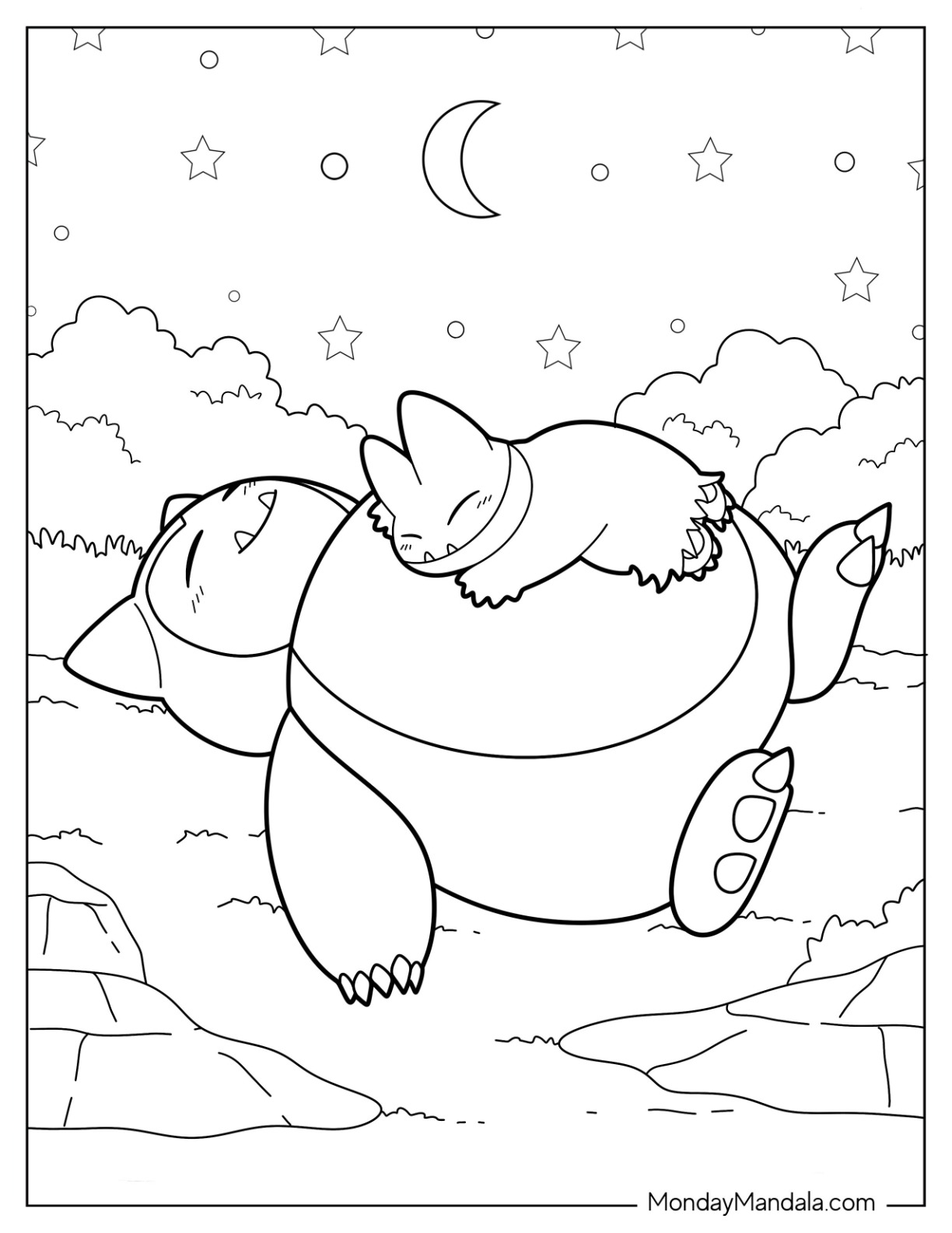 Snorlax coloring pages free pdf printables