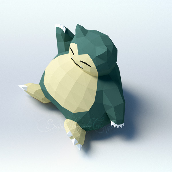 D papercraft pokemon snorlax pdf dxf templates