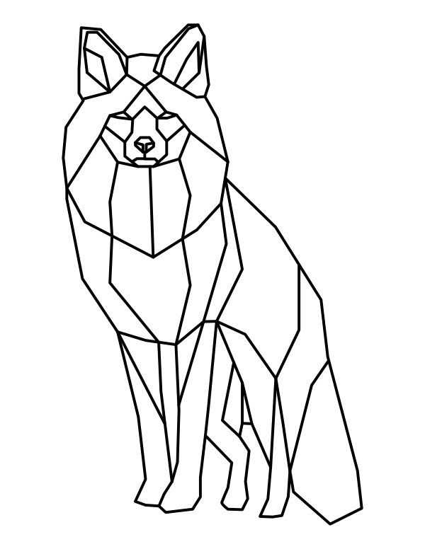 Printable polygon fox coloring page