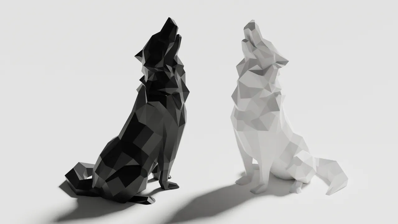 Low poly howling wolf decorationno supports fixed by bp download free stl model