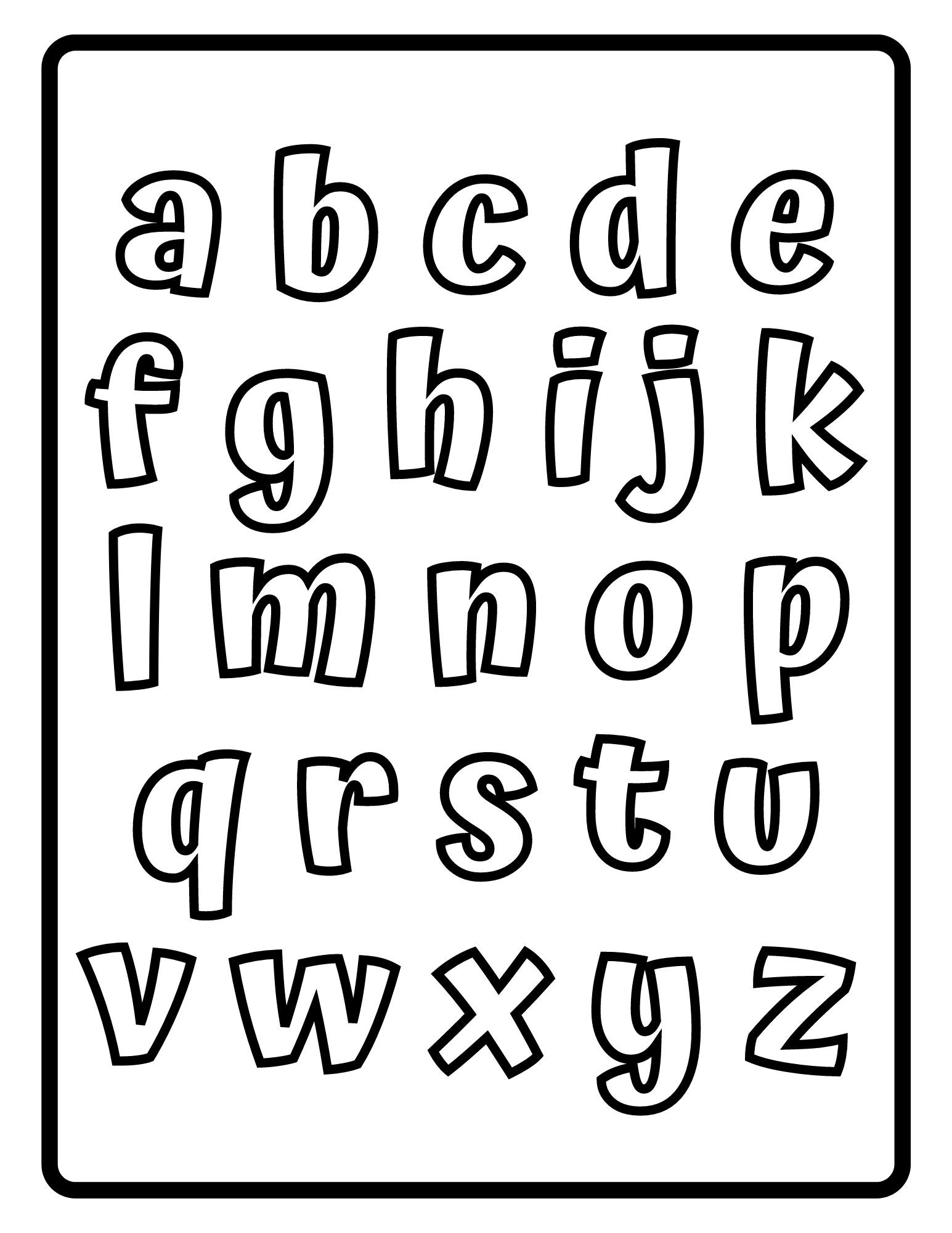 Lowercase alphabet letters abc alphabet coloring pages for kids and toddlers pdf printable pages