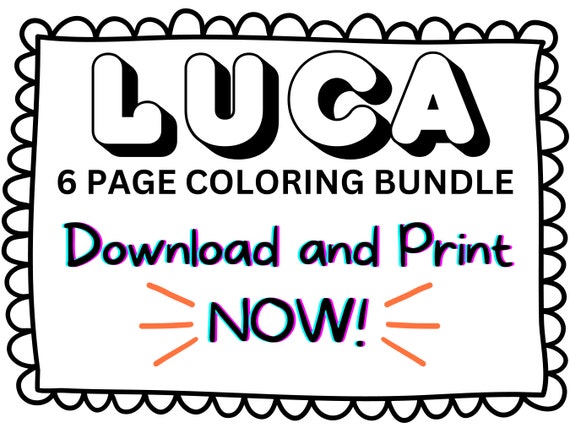 Luca coloring page printable name coloring page custom coloring personalized gift colouring page kids name sheet