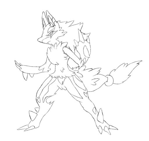 Mega lucario x zoroark fusion line art and wip color pokãmon amino