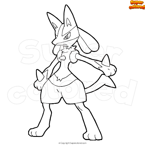 Coloring page pokemon lucario