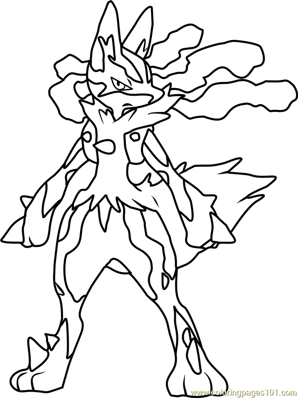 Mega lucario pokemon coloring page for kids