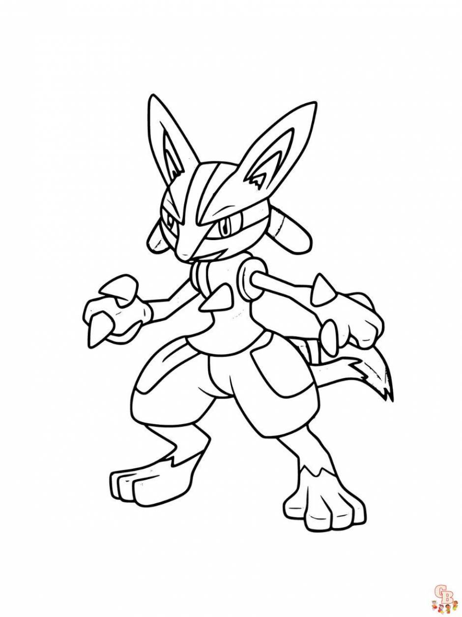 Pokãmon coloring pages focus on lucario