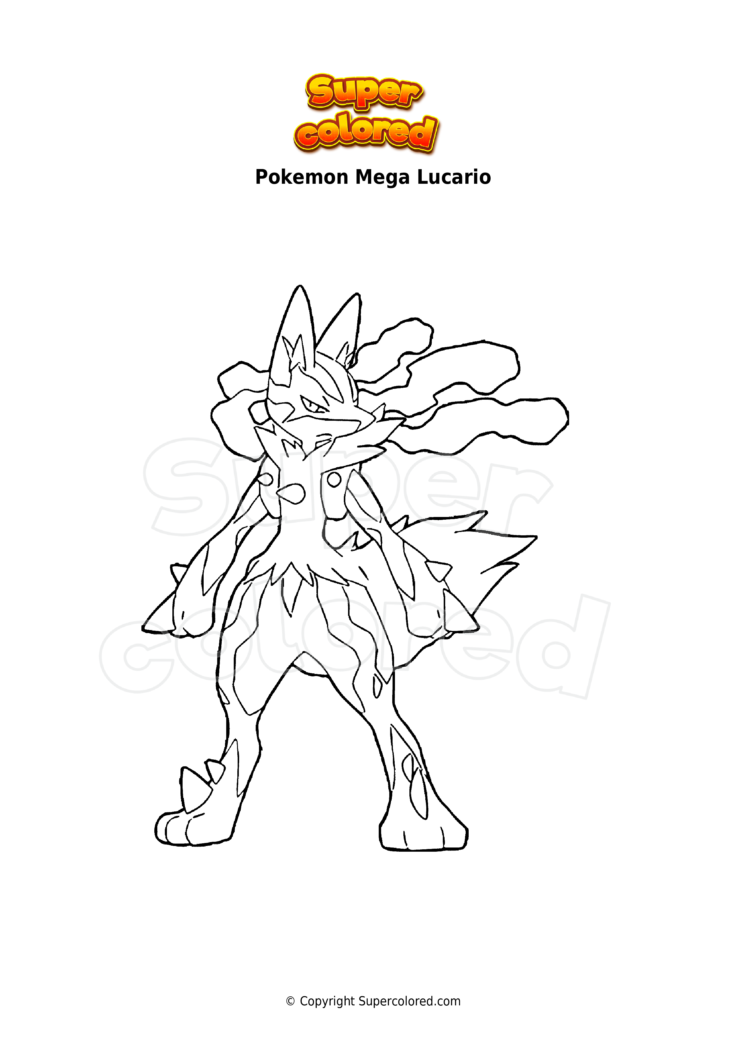 Coloring page pokemon mega lucario