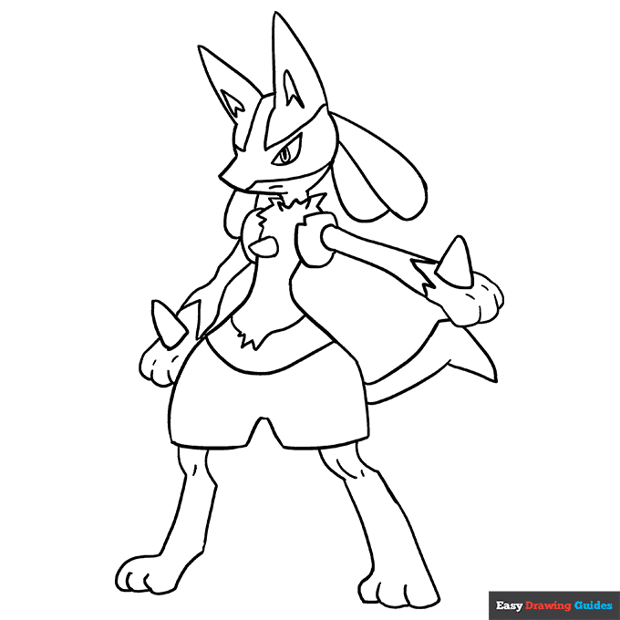 Lucario coloring page easy drawing guides