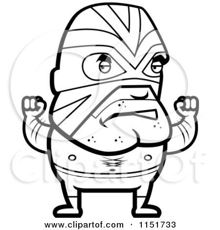 Coloring page of a lucha libre wrestler