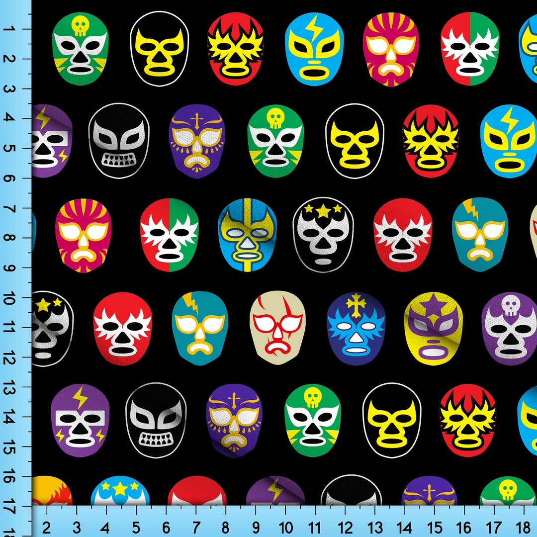 Wrestler fabric lucha libre mexican masked wrestlers printed by the yard on the fabric of your choice