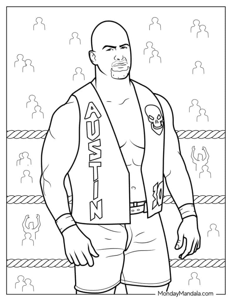 Wrestling wwe coloring pages free pdf printables