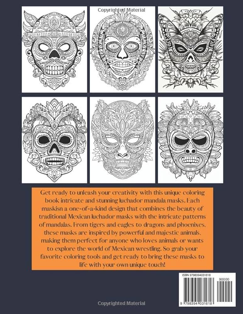 Luchador mandala masks the coloring book mexican wrestler mask mandala coloring game phillip books