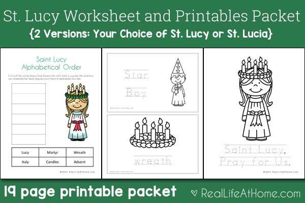 Saint lucy printables and worksheet packet with st lucia version