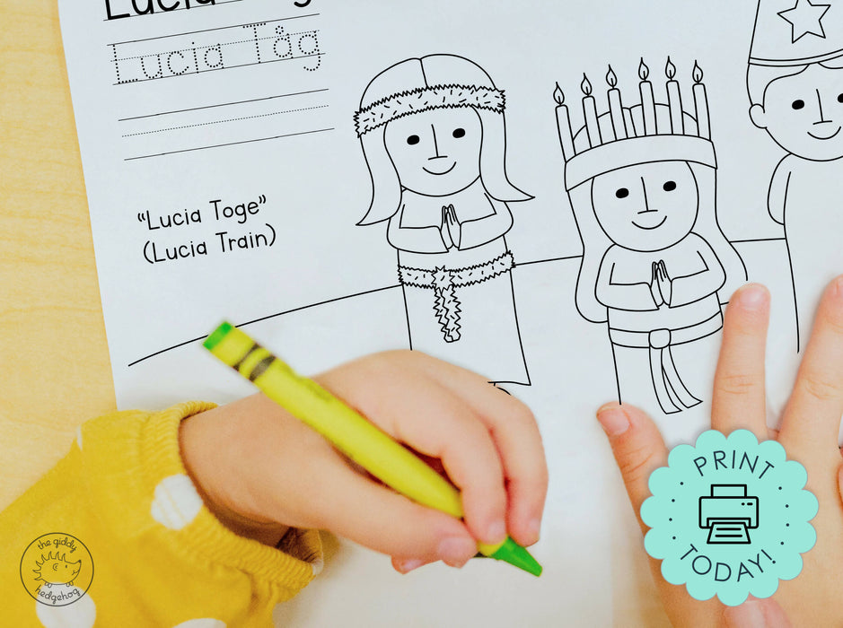 Diy printable st lucia coloring page swedish kids saint lucia sa