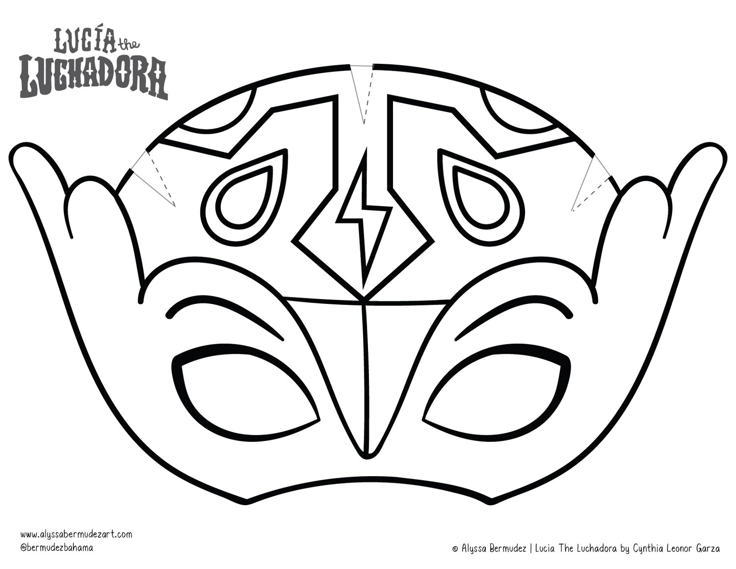 Free lucia the luchadora coloring pages and mask template â alyssa bermudez