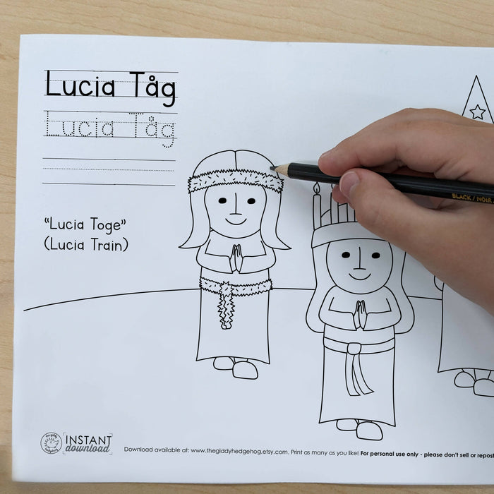 Diy printable st lucia coloring page swedish kids saint lucia sa