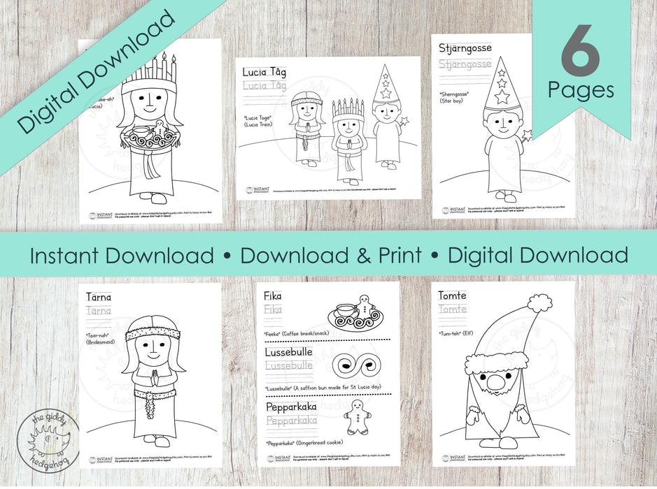 Diy printable st lucia coloring page swedish kids saint lucia sa