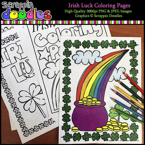 Irish luck coloring pages â scrappin doodles