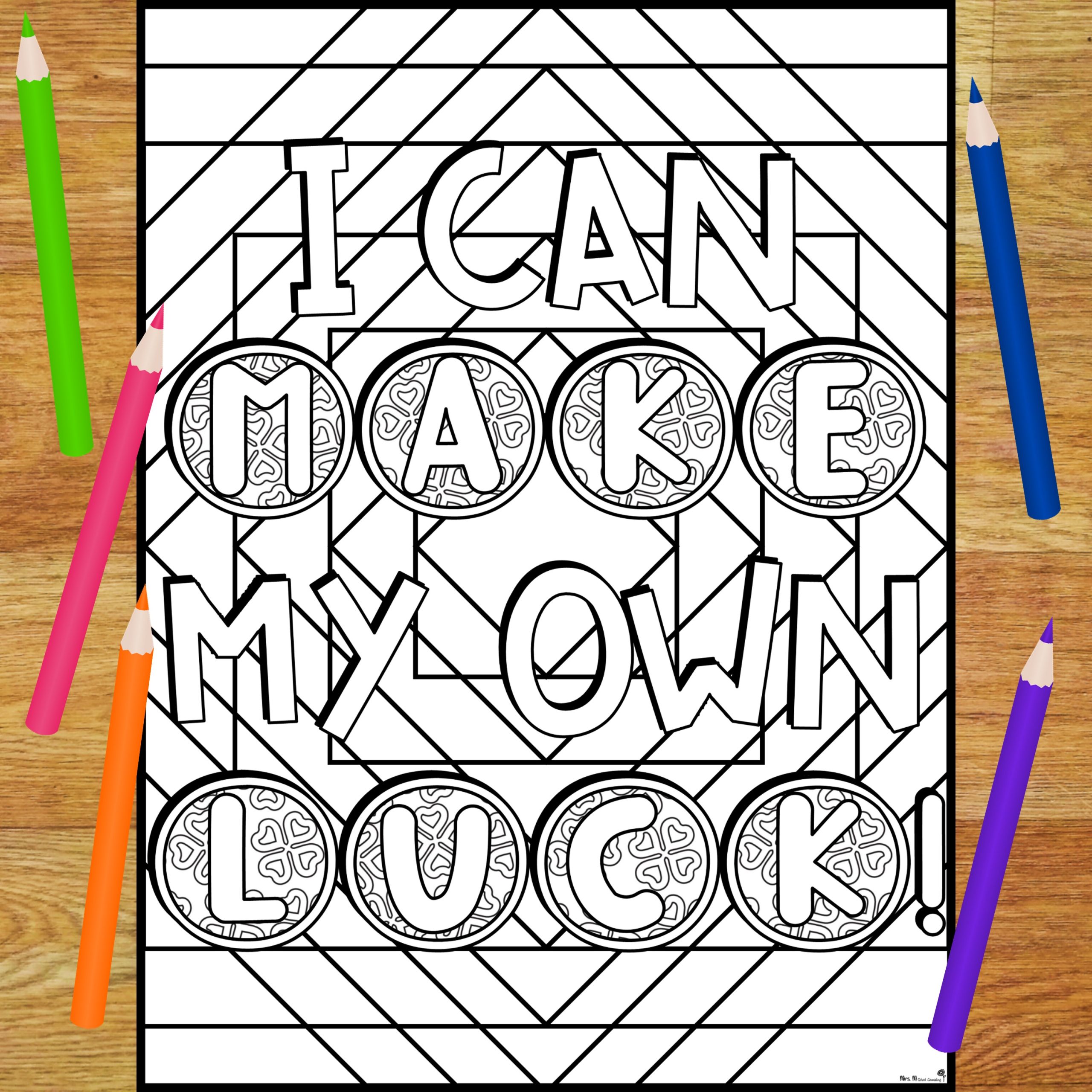 St patricks day coloring pages luck themed positive thought messages made by teachers