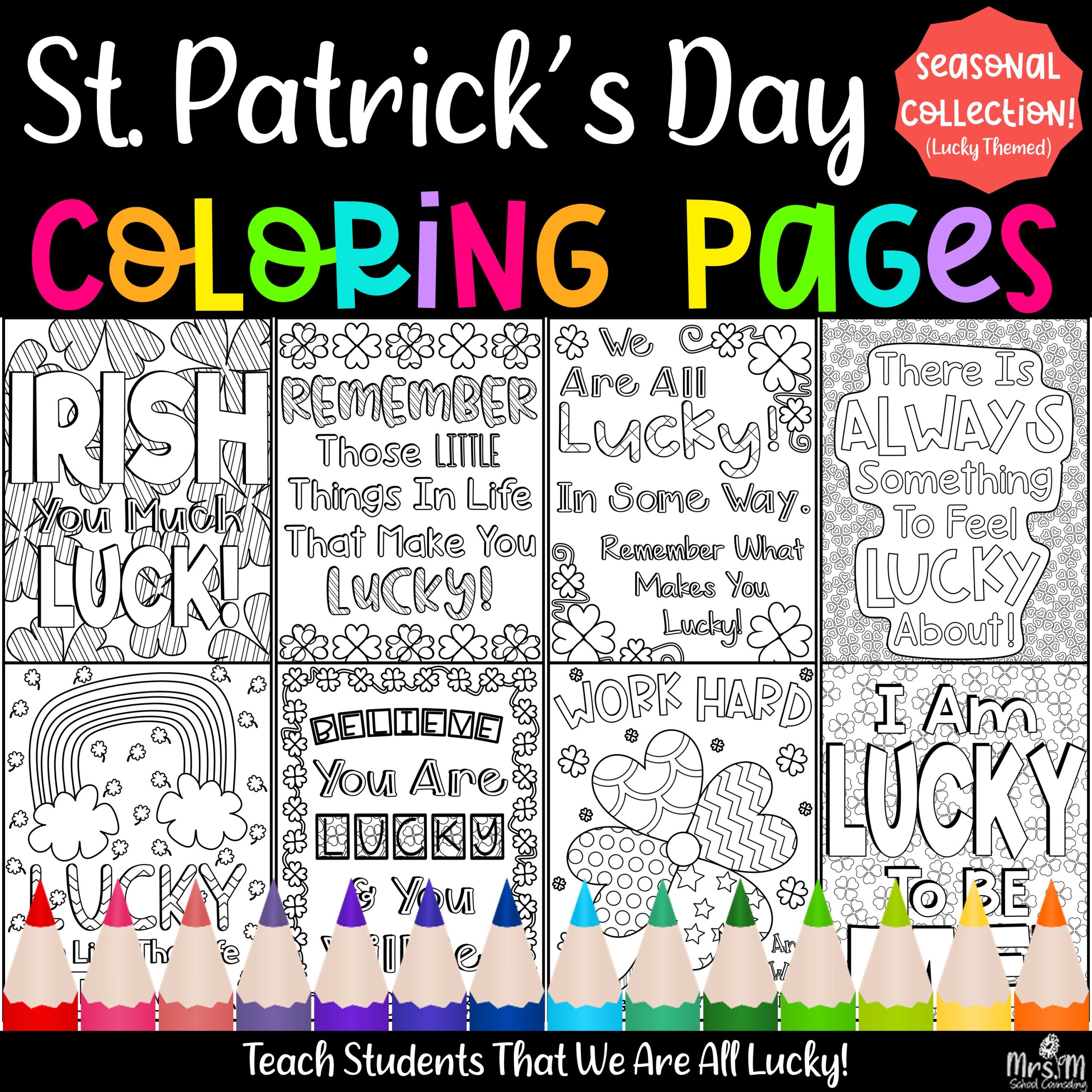 St patricks day coloring pages luck themed positive thought messages made by teachers