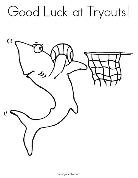 Good luck at tryouts coloring page