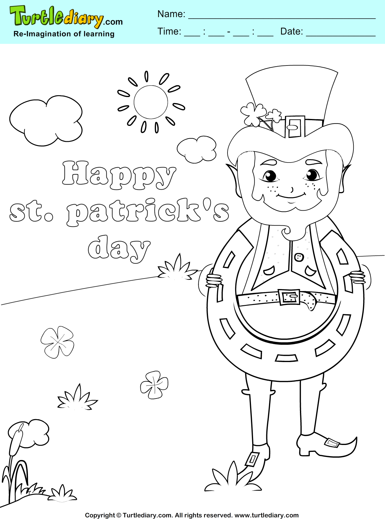 Lucky coloring sheet turtle diary