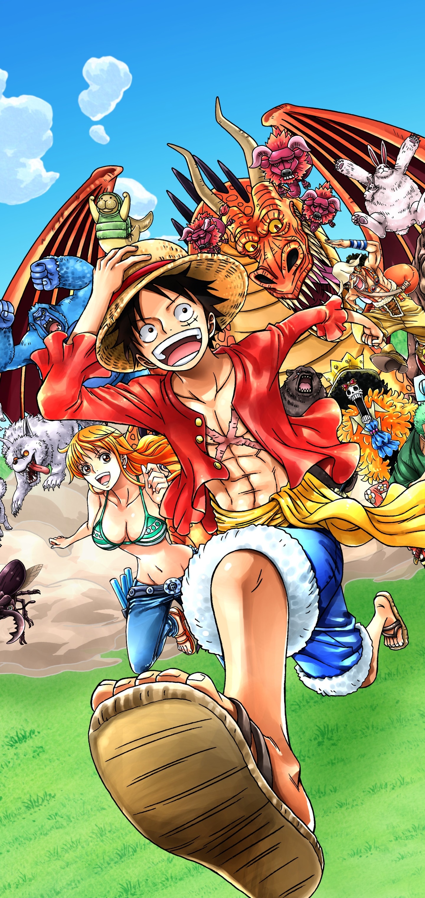 One Piece Red Luffy Zoro Nami Anime Wallpaper 4k HD ID:10551