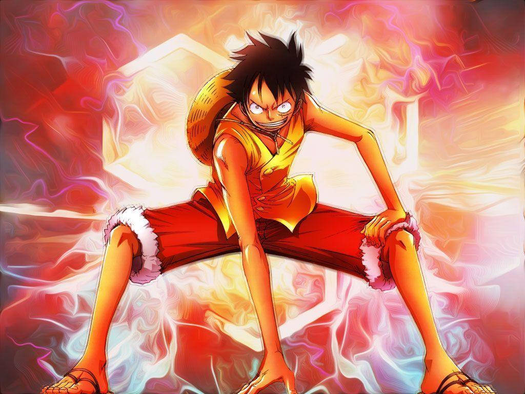 Download angry luffy on red background wallpaper