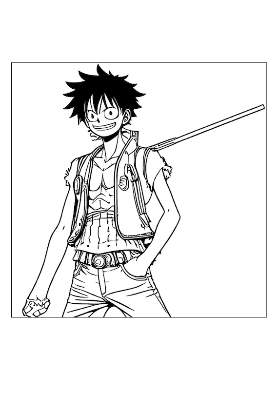 Monkey d luffy one piece coloring pages kids adult pages coloring book pdf files download now