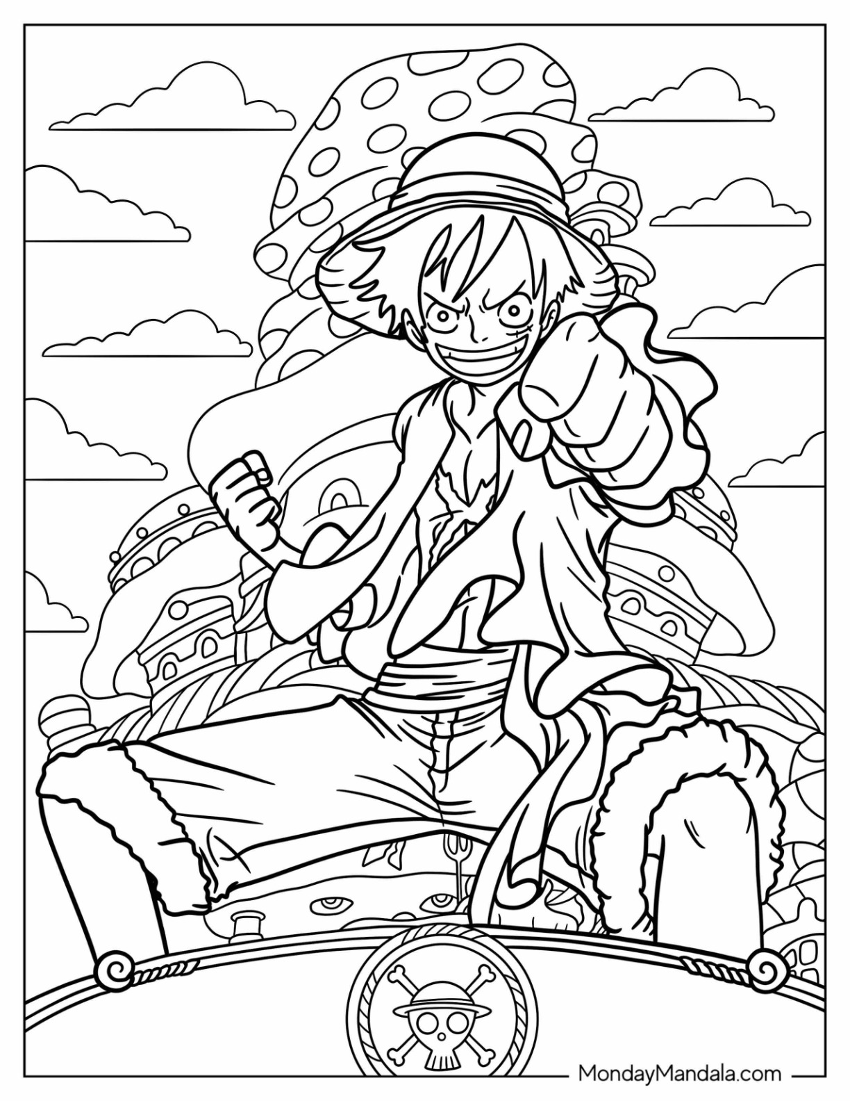 Luffy coloring pages free pdf printables