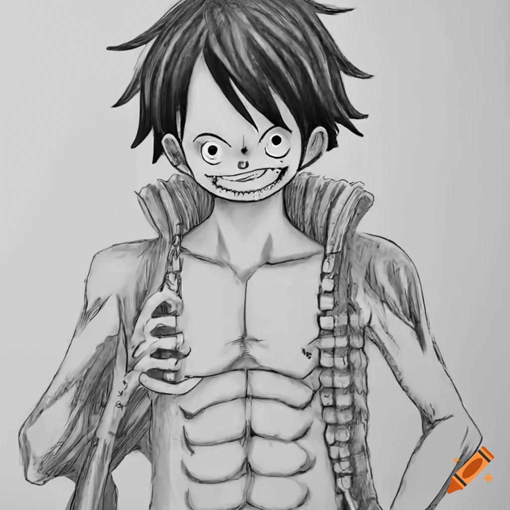 Black and white coloring page of luffy on