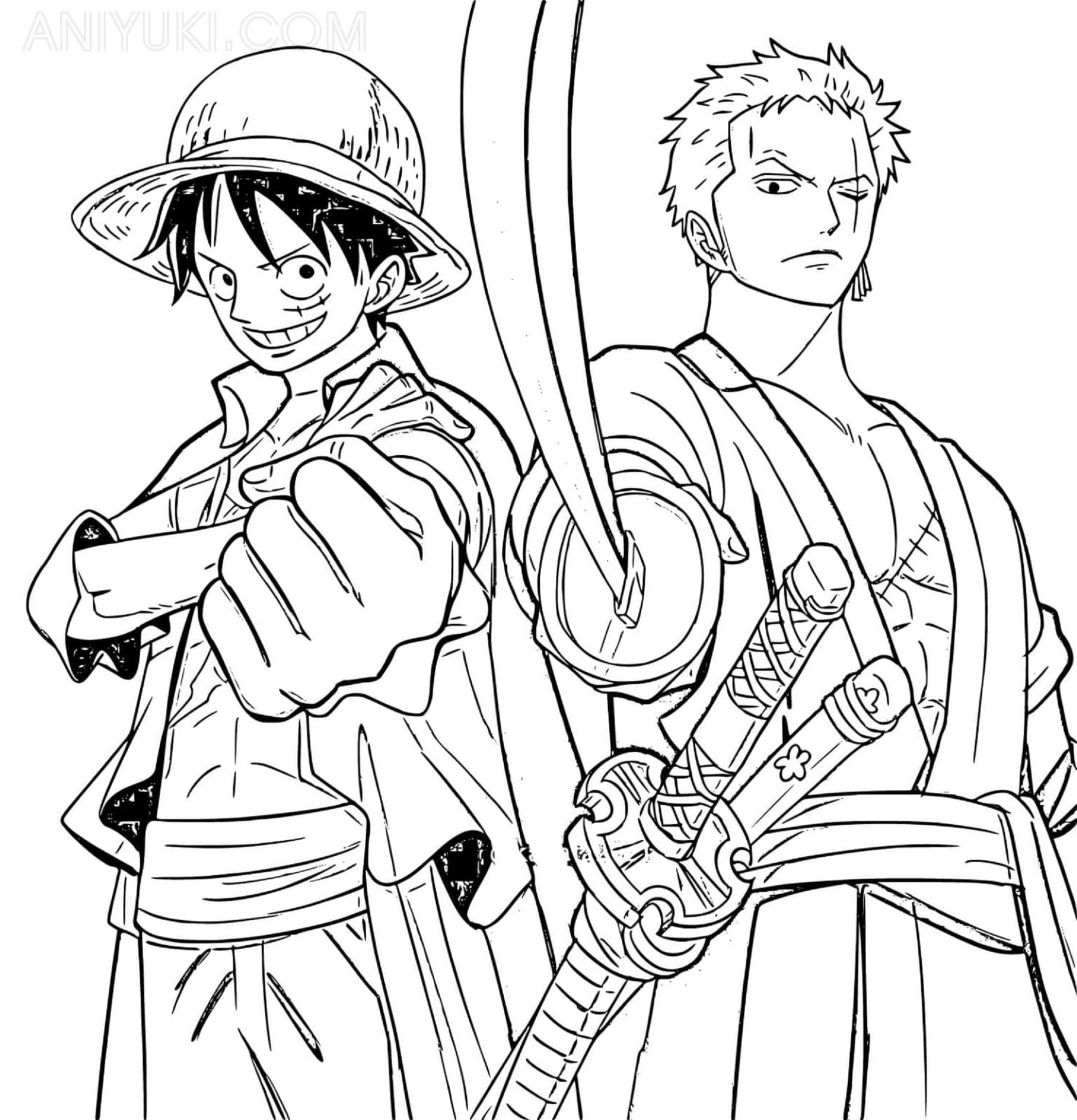 Zoro and luffy coloring page