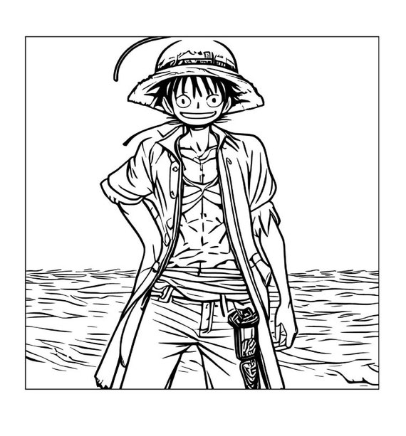 Monkey d luffy one piece coloring pages kids adult pages coloring book pdf files download now