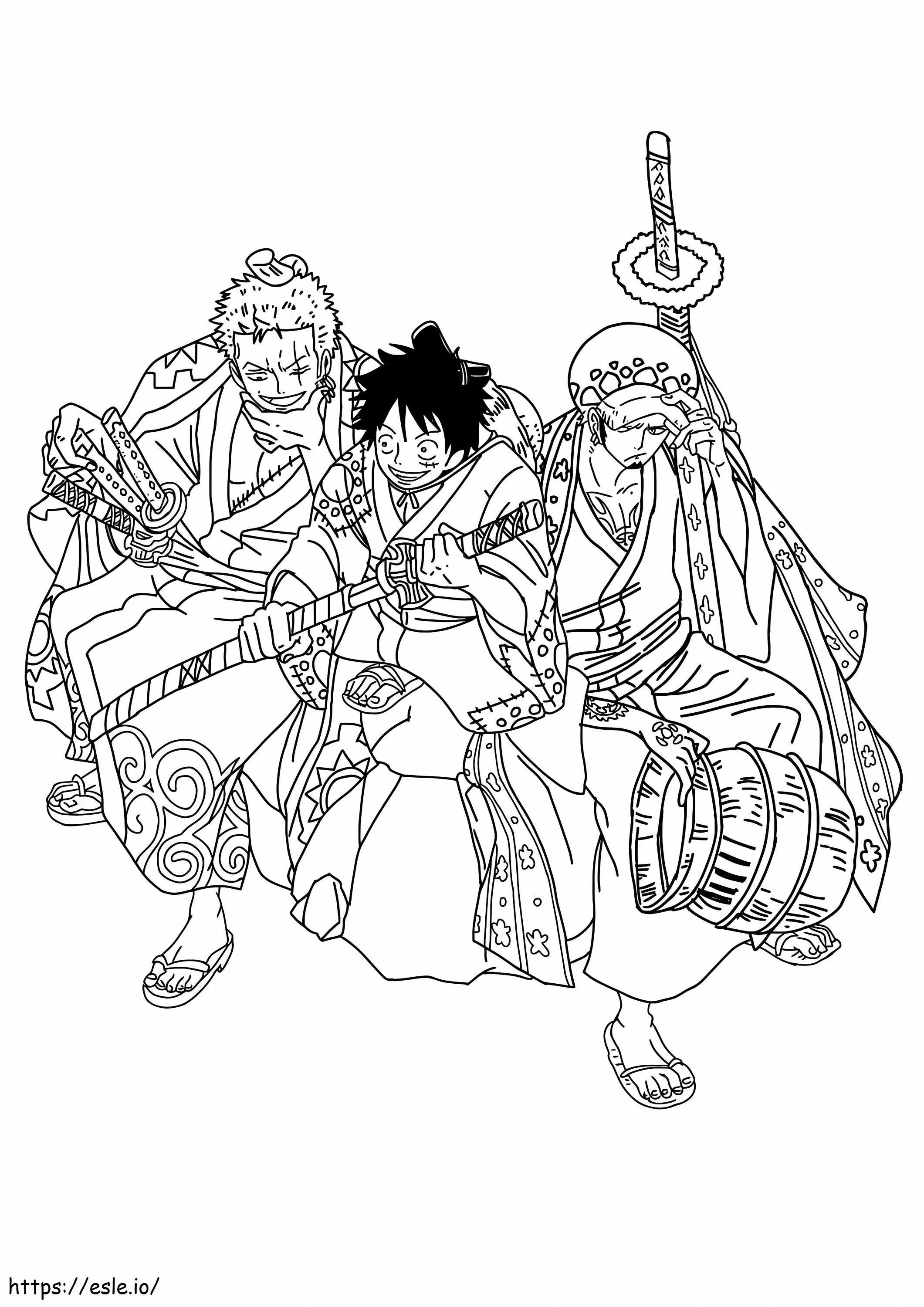 Zoro luffy et law coloring page